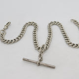 Edwardian Sterling Silver Double Albert Watch Chain 1909 London Antique