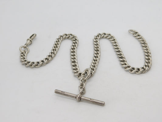 Edwardian Sterling Silver Double Albert Watch Chain 1909 London Antique