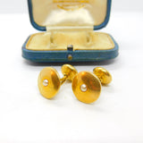 Victorian Boxed Pair of 18ct Gold, Turquoise & Pearl Set Cufflinks Antique 1900