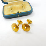 Victorian Boxed Pair of 18ct Gold, Turquoise & Pearl Set Cufflinks Antique 1900
