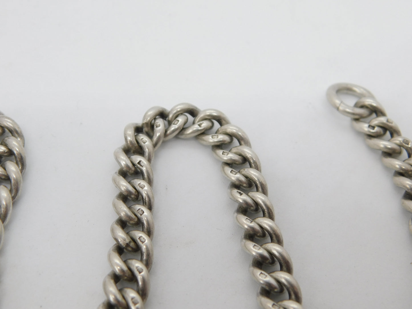 Edwardian Sterling Silver Double Albert Watch Chain 1909 London Antique