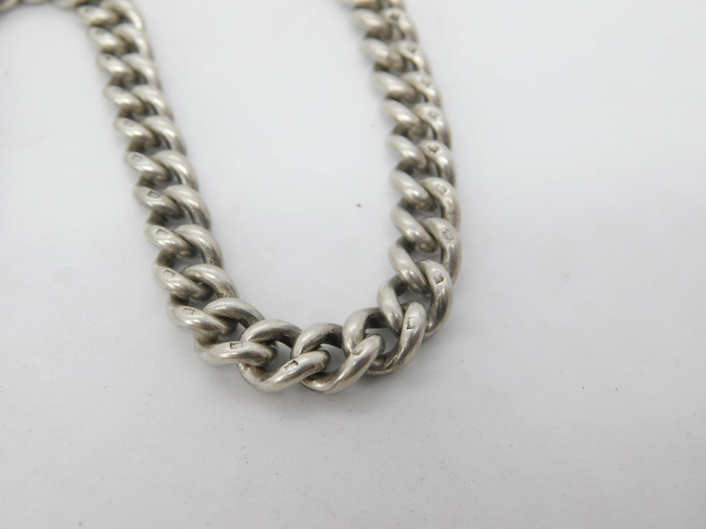 Edwardian Sterling Silver Double Albert Watch Chain 1909 London Antique