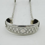 Victorian Sterling Silver Leaf Pattern Aesthetic Sugar Tongs Antique 1877 Sheffield