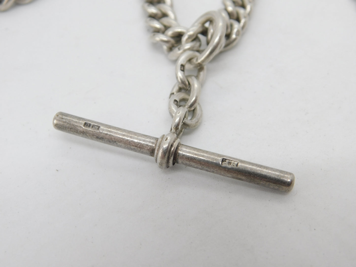 Edwardian Sterling Silver Double Albert Watch Chain 1909 London Antique