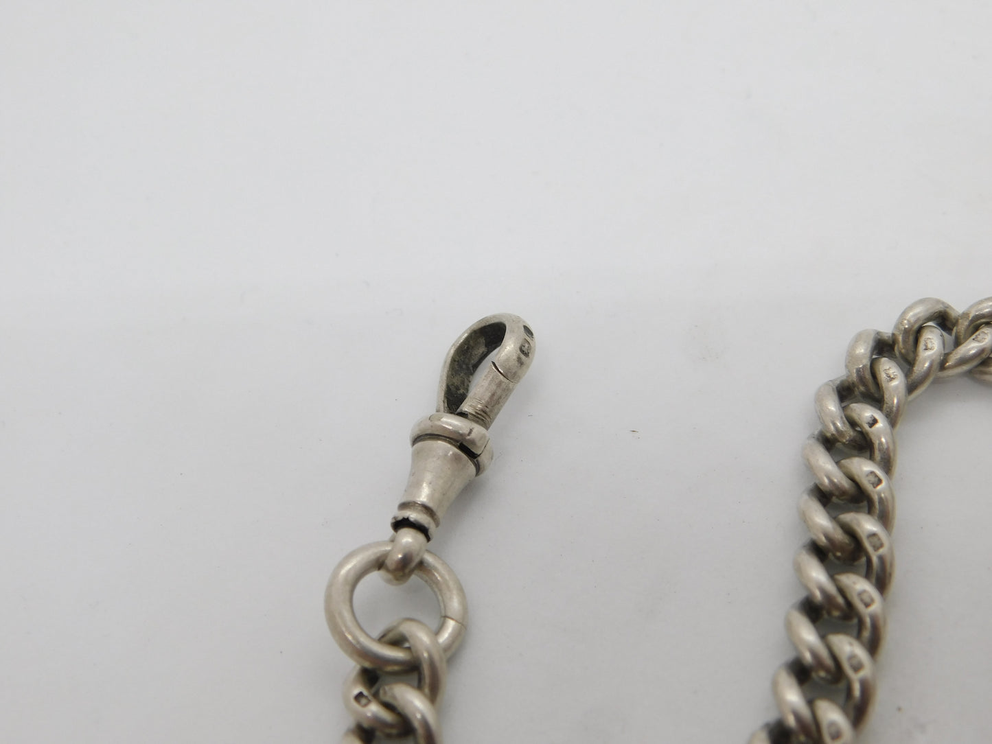 Edwardian Sterling Silver Double Albert Watch Chain 1909 London Antique