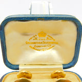 Victorian Boxed Pair of 18ct Gold, Turquoise & Pearl Set Cufflinks Antique 1900