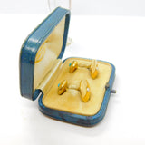 Victorian Boxed Pair of 18ct Gold, Turquoise & Pearl Set Cufflinks Antique 1900