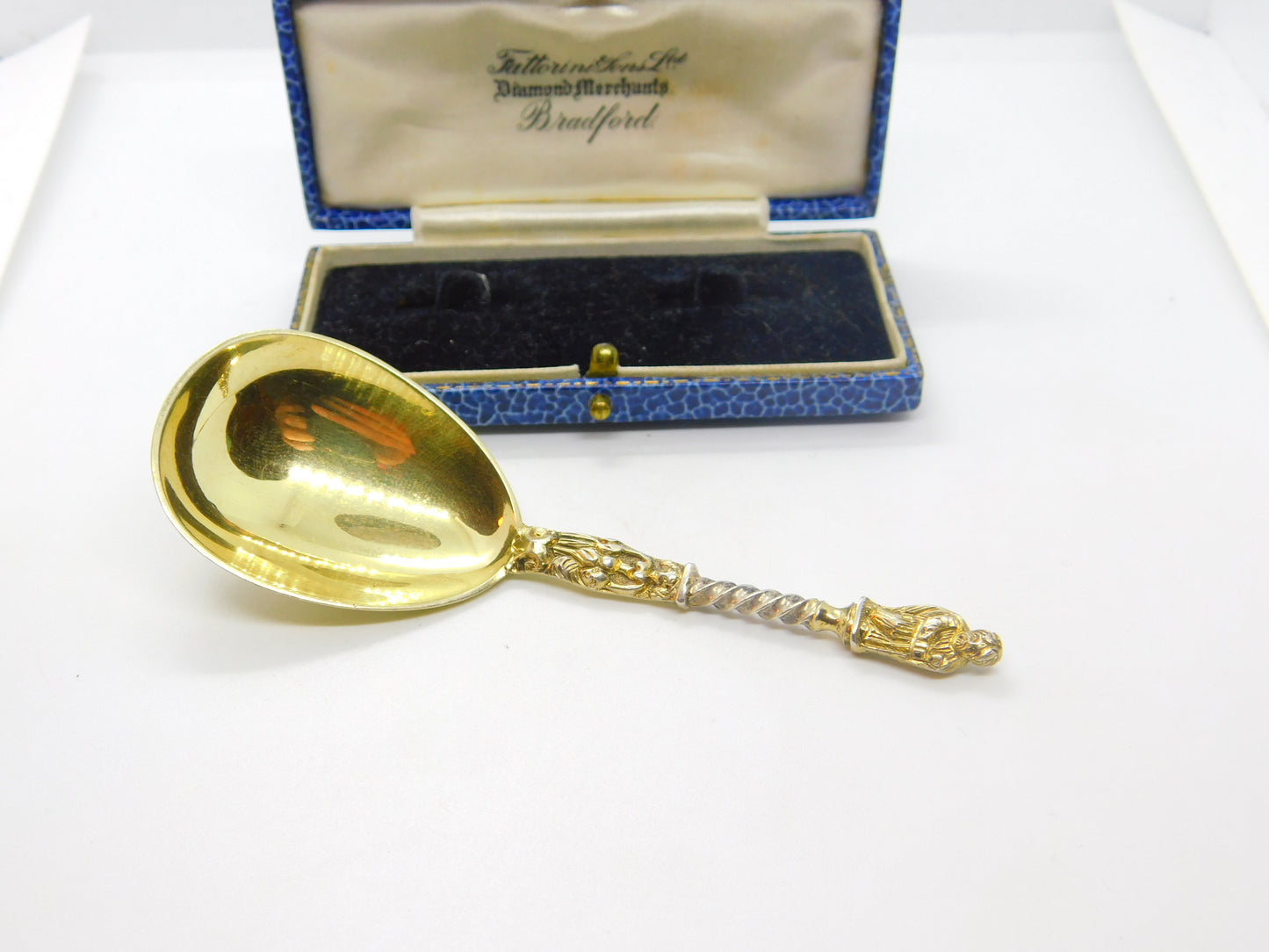 Victorian Sterling Silver Gilt 16th Century Style Tea Caddy Spoon Antique 1875 London