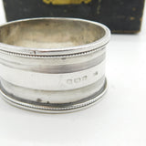 Boxed Pair of Sterling Silver Line Pattern Napkin Ring 1921 Birmingham Antique