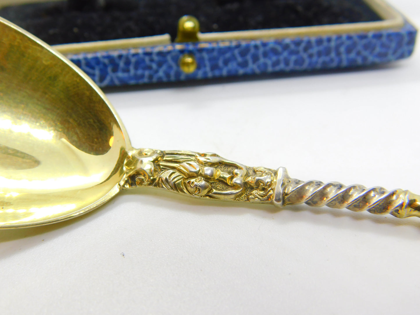 Victorian Sterling Silver Gilt 16th Century Style Tea Caddy Spoon Antique 1875 London