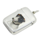 Victorian Sterling Silver & Enamel Terrier Dog Vesta Case Antique 1884 G. Unite