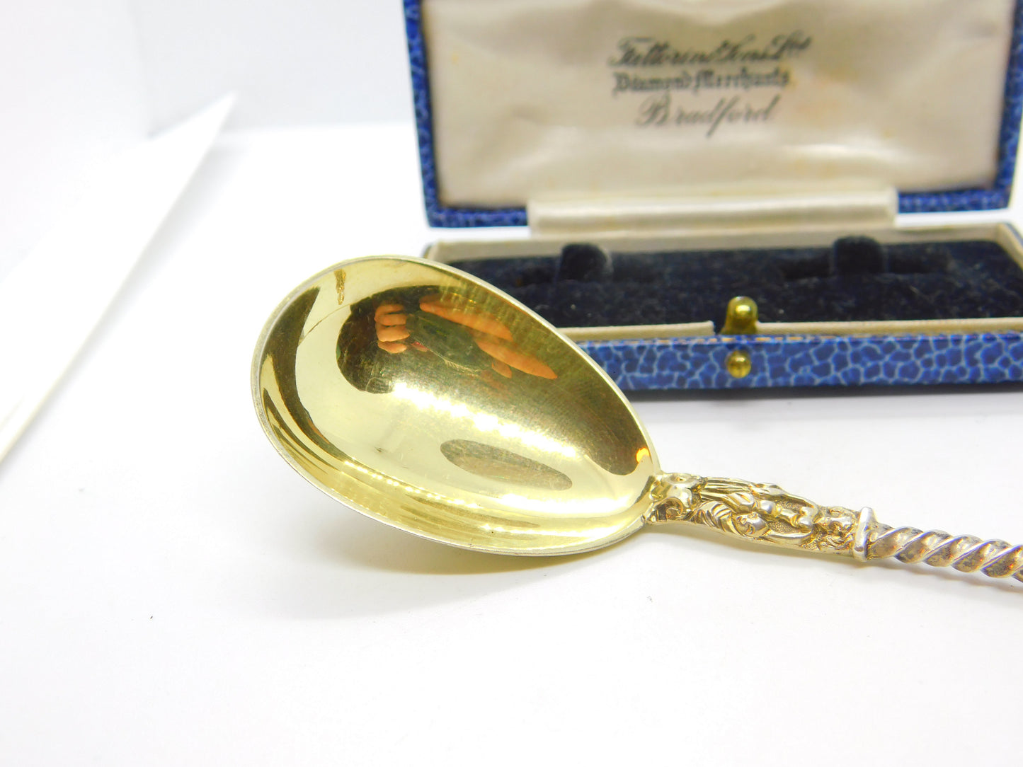 Victorian Sterling Silver Gilt 16th Century Style Tea Caddy Spoon Antique 1875 London