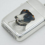 Victorian Sterling Silver & Enamel Terrier Dog Vesta Case Antique 1884 G. Unite