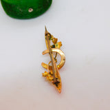 Edwardian 9ct Gold, Horseshoe & Leaf Pattern Sweetheart Brooch Antique 1907