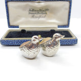 Edwardian Pair of Sterling Silver Miniature Chick Pin Cushions 1910 Birmingham