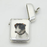 Victorian Sterling Silver & Enamel Terrier Dog Vesta Case Antique 1884 G. Unite
