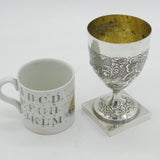 George III Sterling Silver Floral Pedestal Goblet or Chalice Antique 1791 London