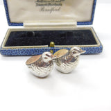 Edwardian Pair of Sterling Silver Miniature Chick Pin Cushions 1910 Birmingham