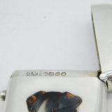 Victorian Sterling Silver & Enamel Terrier Dog Vesta Case Antique 1884 G. Unite