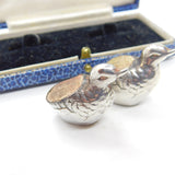 Edwardian Pair of Sterling Silver Miniature Chick Pin Cushions 1910 Birmingham
