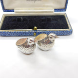 Edwardian Pair of Sterling Silver Miniature Chick Pin Cushions 1910 Birmingham