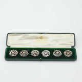 Boxed Set Of Six Edwardian Sterling Silver Art Nouveau Buttons Mappin Bros 1907