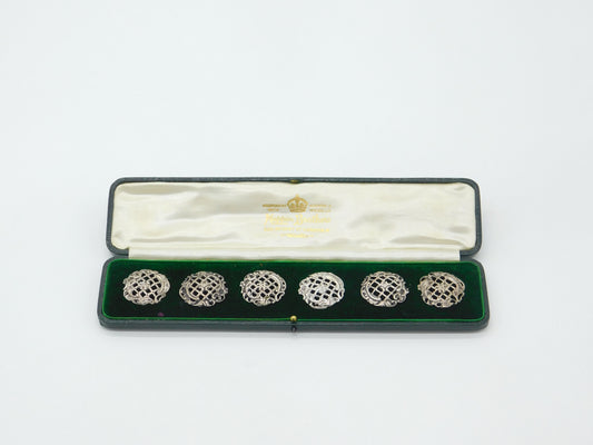 Boxed Set Of Six Edwardian Sterling Silver Art Nouveau Buttons Mappin Bros 1907