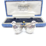 Edwardian Pair of Sterling Silver Miniature Chick Pin Cushions 1910 Birmingham