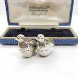 Edwardian Pair of Sterling Silver Miniature Chick Pin Cushions 1910 Birmingham