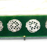 Boxed Set Of Six Edwardian Sterling Silver Art Nouveau Buttons Mappin Bros 1907