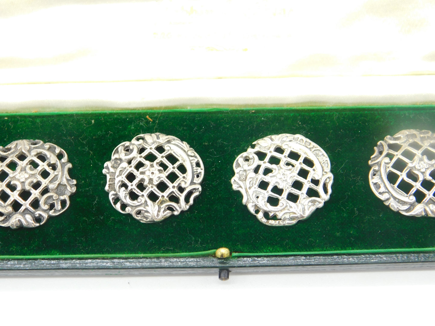 Boxed Set Of Six Edwardian Sterling Silver Art Nouveau Buttons Mappin Bros 1907