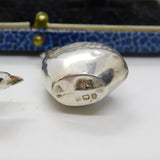 Edwardian Pair of Sterling Silver Miniature Chick Pin Cushions 1910 Birmingham