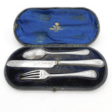 Boxed Victorian Sterling Silver Christening Cutlery Set 1861 London Antique