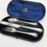 Boxed Victorian Sterling Silver Christening Cutlery Set 1861 London Antique