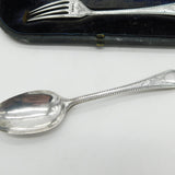 Boxed Victorian Sterling Silver Christening Cutlery Set 1861 London Antique