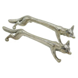 Victorian Pair of Silver Plated Fox Form Cutlery Rests Antique c1880