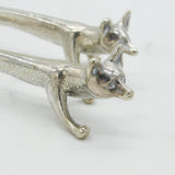 Victorian Pair of Silver Plated Fox Form Cutlery Rests Antique c1880