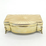 Sterling Silver Gilt & Yellow Guilloche Enamel Jewellery Box 1930 Birmingham