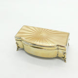 Sterling Silver Gilt & Yellow Guilloche Enamel Jewellery Box 1930 Birmingham