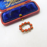Georgian 9ct Rose Gold & Red Coral Set Brooch Pin Antique c1800 AF