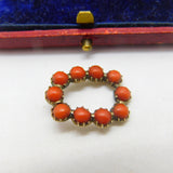 Georgian 9ct Rose Gold & Red Coral Set Brooch Pin Antique c1800 AF