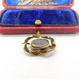 Georgian 9ct Gold & Woven Hair Mourning Brooch c1800 Antique AF
