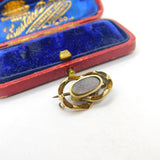 Georgian 9ct Gold & Woven Hair Mourning Brooch c1800 Antique AF