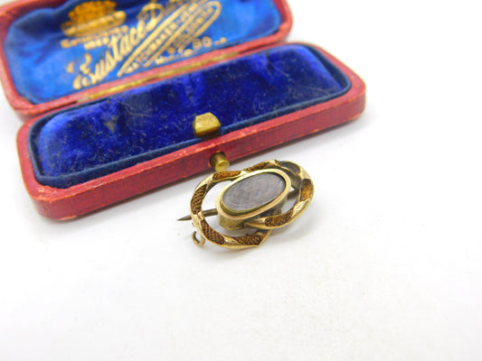 Georgian 9ct Gold & Woven Hair Mourning Brooch c1800 Antique AF