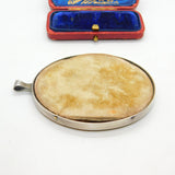 Edwardian Sterling Silver Green Guilloche Enamel Framed Miniature Portrait 1905