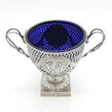 Victorian Sterling Silver & Glass Ornate Classical Scene Sugar Bowl Antique 1894 Birmingham