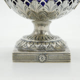Victorian Sterling Silver & Glass Ornate Classical Scene Sugar Bowl Antique 1894 Birmingham