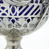 Victorian Sterling Silver & Glass Ornate Classical Scene Sugar Bowl Antique 1894 Birmingham