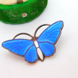 Aksel Holmsen Norway Sterling Silver Guilloche Enamel Butterfly Brooch Antique