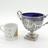 Victorian Sterling Silver & Glass Ornate Classical Scene Sugar Bowl Antique 1894 Birmingham